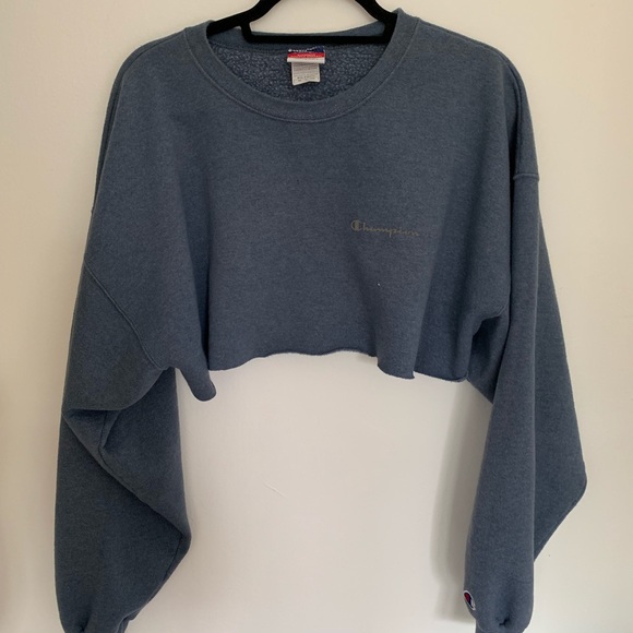 Blue Champion Cropped Crew Neck Sweatshirt - Picture 4 of 6